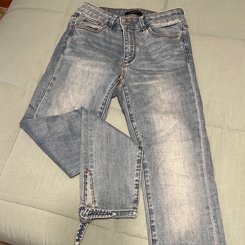 Ann Taylor jeans with tie bottom